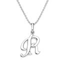 ペンダント キュービックジルコニア イニシャル 「R」 シルバー925 カットボールチェーン クリスマス Xmas