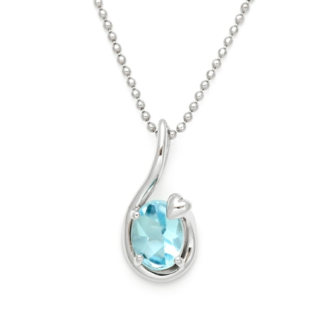 Topaz - ポイント3倍 ペンダント ブルートパーズ プチハート シルバー925 カットボールチェーン