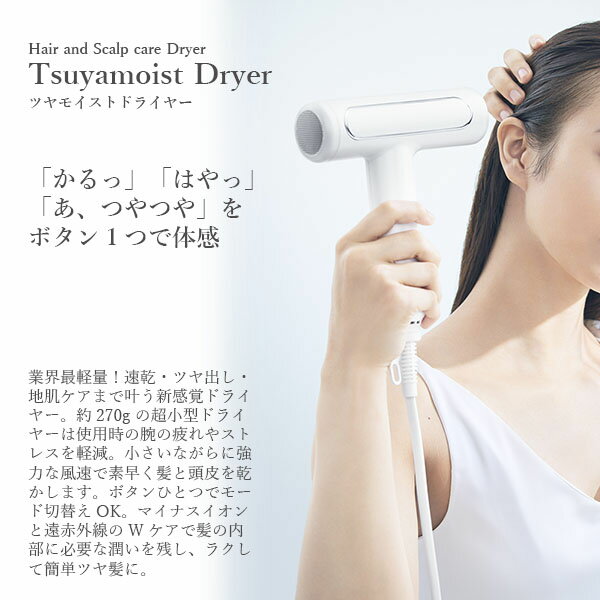 FESTINO フェスティノ Tsuyamoist Dryer ツヤモイストドライヤー SMHB-029 マイナスイオン 遠赤外線 スカルプケア 速乾 ツヤ出し 艶髪 地肌ケア 軽量 ハイパワー コンパクト 2