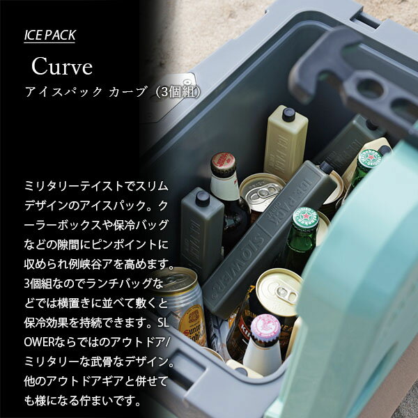 SLOWER スロウワー ICE PACK Curve アイスパック カーブ (3個組) SLW335 SLW336 保冷剤 蓄冷剤 スリムサイズ 2