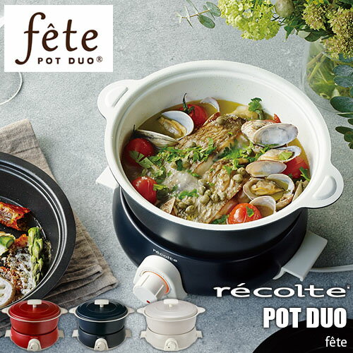 recolte レコルト POT DUO [fete] ポットデュオ 「フェット」 RPD-3 電気鍋 グリル鍋 フライヤー フォンデュ鍋 蒸し鍋 卓上調理