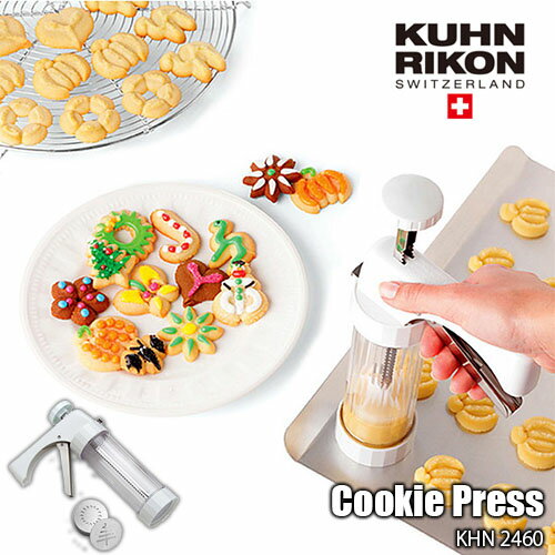 KUHN RIKON/クーンリコン Clear Cookie Press クッキープレス KUH2460 クッキーメーカー/型抜き/手作りクッキー/14種ディスクカートリッジ付/製菓器具/コンパクト