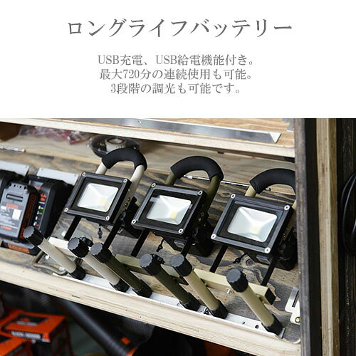 SWAN スワン電器 Another Garden Recharge Light リチャージライト AOL-612 充電式ライト モバイルライト スポットライト 屋外照明 投光器 USB充電 USB給電機能 電源供給 3段階調光 防滴 un-limit-10002303 UNLIMIT セレクトショップ サンプル画像2