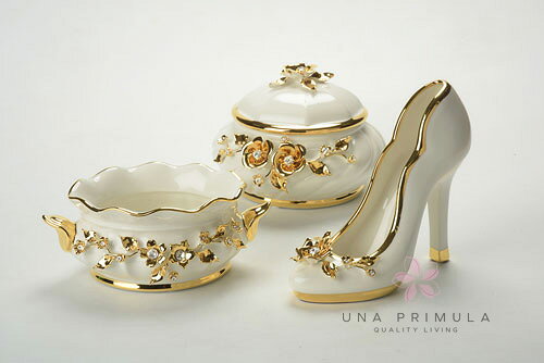 Rakuten - イタリア製 陶磁器オブジェ Ceramiche Bruno Gold Flowers ＆Crystalシリーズ クラシック おしゃれ クラシカル エレガント ギフト対応 送料無料 ｜CB-137BO-518BO