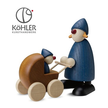 ドイツ製 木製 ベビーカー Kohler クリスマス オーナメント 置物 インテリア 飾り サンタ 北欧 おしゃれ ヨーロッパ雑貨 オブジェ 大ヒット商品