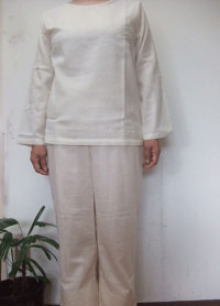 ・【大きいサイズ2L〜3L】ダブルガーゼTスーツ(長袖Tシャツ＋パンツ)(8色)パンツ丈選択可(日本製)