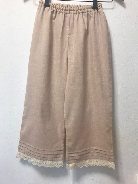 【大きいサイズ4L〜5L】綿麻ダンガリー・ペチパンツ・綿レース(3色)