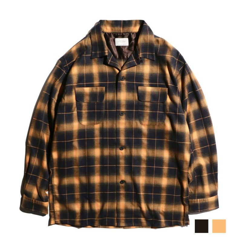 ステッカープレゼント towncraft タウンクラフト OMBRE W-FLAP 50S SHIRTS オンブレチェック シャツ カラーシャツ 長袖 長袖シャツ アメカジ BW-TC23F007