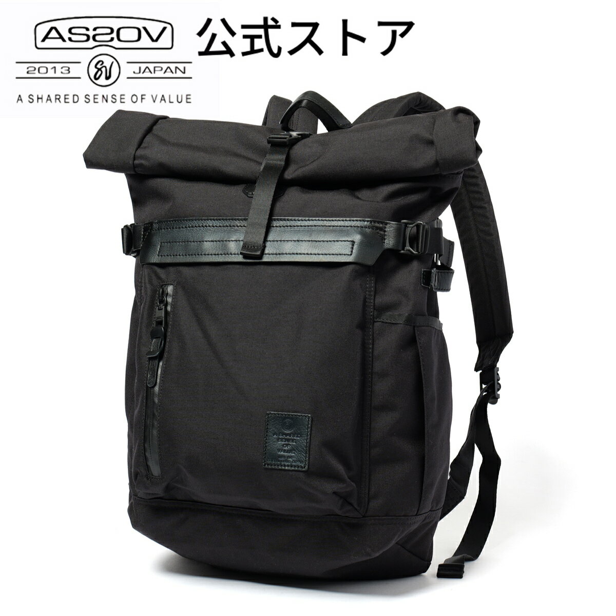 アッソブ リュック メンズ 【公式】 ステッカープレゼント | AS2OV (アッソブ) UNBY STORE別注 FINETEX ROLL BACKPACK BLACK ロール バックパック ブラック 152311UN-10