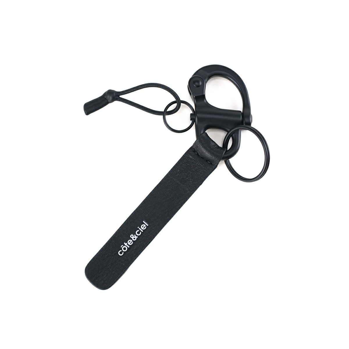 cote&ciel コートエシエル LETGO PETITS BLACK レットゴー レザー アクセサリー 高級 タグ ブランド ロゴ クリップ キーホルダー ...