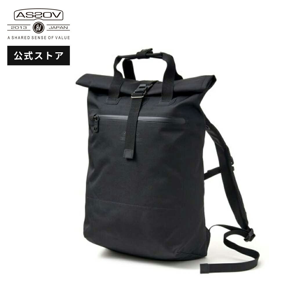 【公式】AS2OV (アッソブ) WATER PROOF CORDURA 305D 2WAY TOTE BLACK　防水 リュックサック デイパック 撥水 リュック ロールトップ A4 B4 バッグパック 通勤 ビジネス デイパック カジュアルバッグ