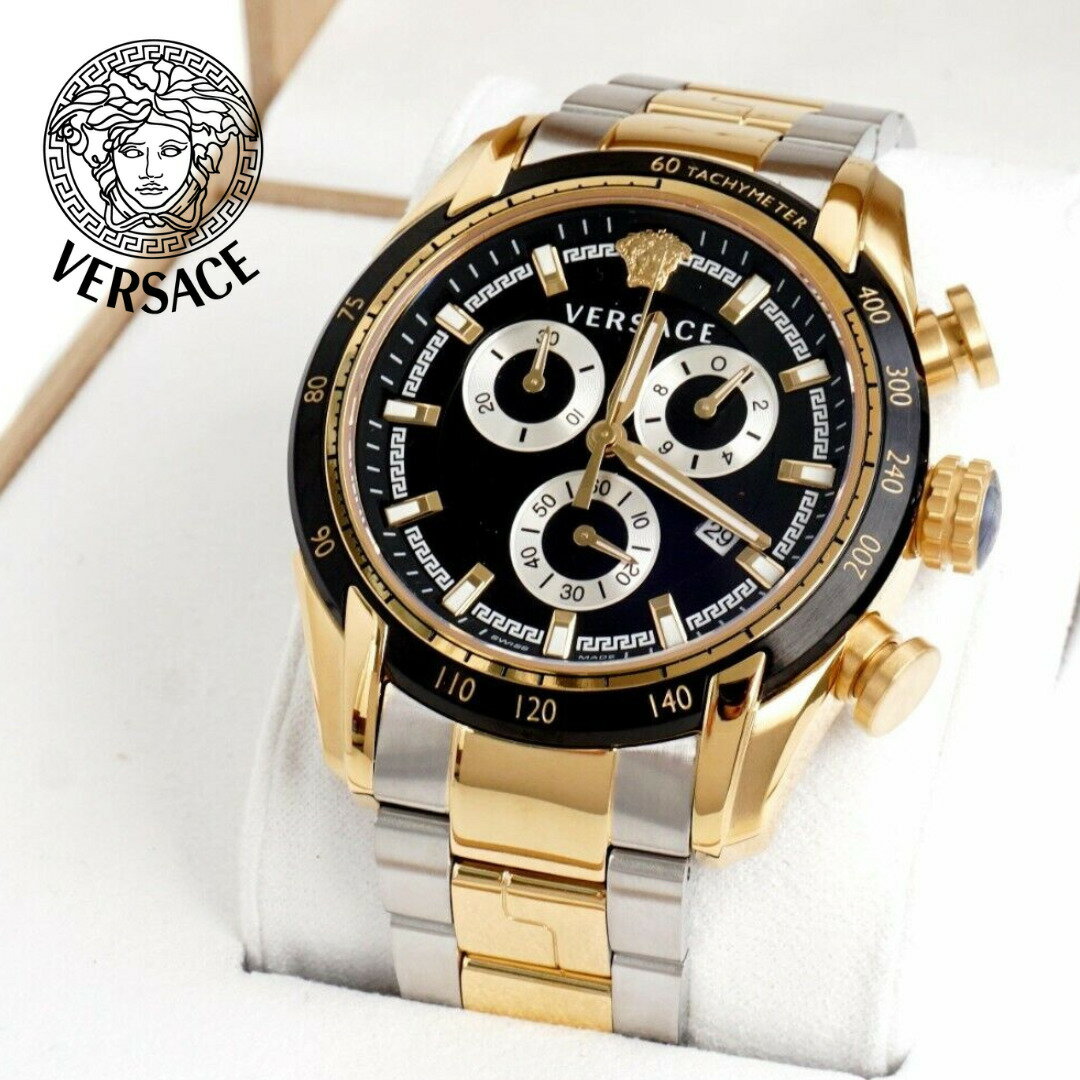 ［日本未発売］［VERSACE］ヴェルサーチ ヴェルサーチェ メンズ 腕時計 VE2I00421 V-Ray chronograph クロノクラシック Man 44mm 5ATM 送料無料 ［VERSACE UK正規品］［スイスメイド］