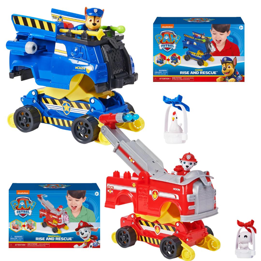 ［Paw Patrol パウパトロール］パウパトロール チェイス ライズ & レスキュー マーシャル ライズ & レスキュー変身おもちゃの車 フィギュアセット ファイヤートラック 消防車 変形 ビークル ミニカー アメリカ直輸入 おもちゃ