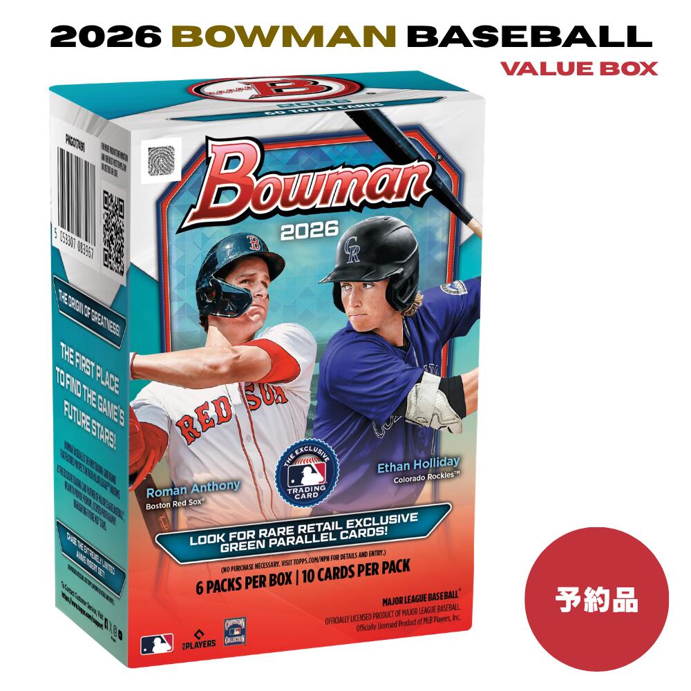 樂天商城 - 2026 Bowman Baseball Value Box ボウマン ベースボール カード メジャーリーグ 10枚×6パック入り MLB 公式 トレーディングカード 1st Bowman 収録 プロスペクト ルーキー リテール限定 グリーンパラレル封入 新品未開封 シュリンク付き 送料無料