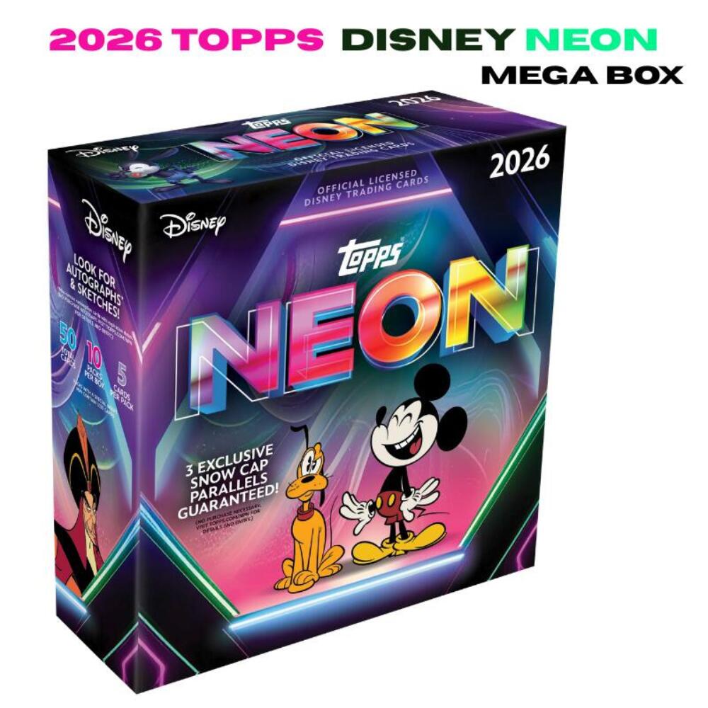 樂天商城 - 2026 Topps Disney Neon Mega Box ディズニー ネオン メガボックス 1BOX 10パック 初登場作品収録 フィニアスとファーブ エピックミッキー ディセンダント ガーゴイルズ 直筆サイン 1/1 スケッチ トップス トレカ 輸入品 新品未開封 送料無料