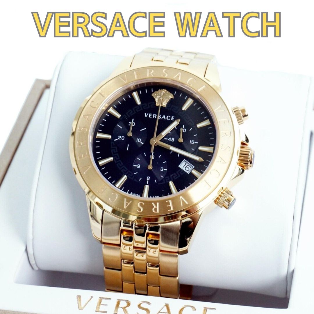 ［ベストセラーモデル］［VERSACE］ヴェルサーチ メンズ 腕時計 シグネチャー クロノグラフ Chronograph Man 44mm 5ATM VEV602123 海外取寄せ 送料無料 ［VERSACE UK正規品］