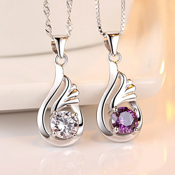 ネックレス レディース エンジェルウィングス czダイヤ 水晶 プラチナ仕上げ