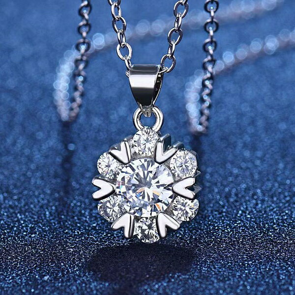 SWAROVSKI - 雪の結晶 ネックレス レディース ハート 花 フラワーczダイヤ プラチナ仕上げ