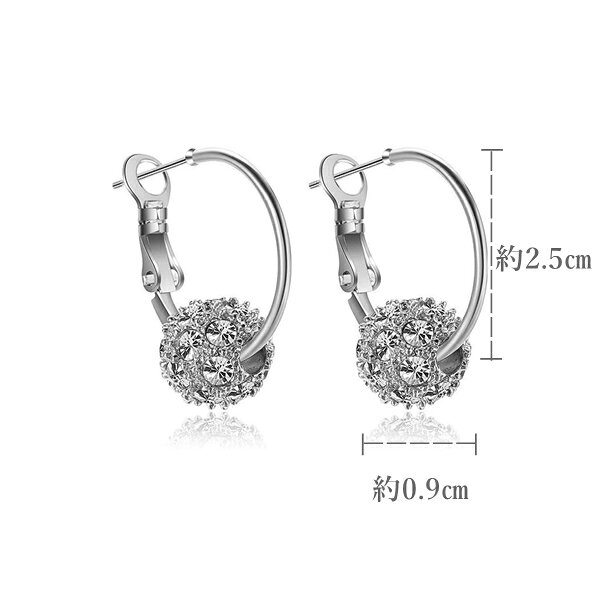 雲柱堂 楽天市場店のフープピアス レディース 18k ピンクゴールド 彩石 ミラーボール ピアス 揺れる｜アングル2