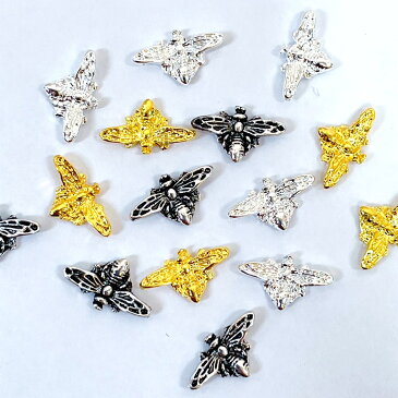 ネイルパーツ 蜂 5個入 みつばち HONEYBEE シルバー ゴールド ハニービー セルフネイル ハンドメイド レジン 材料 シンプルネイル メタルパーツ