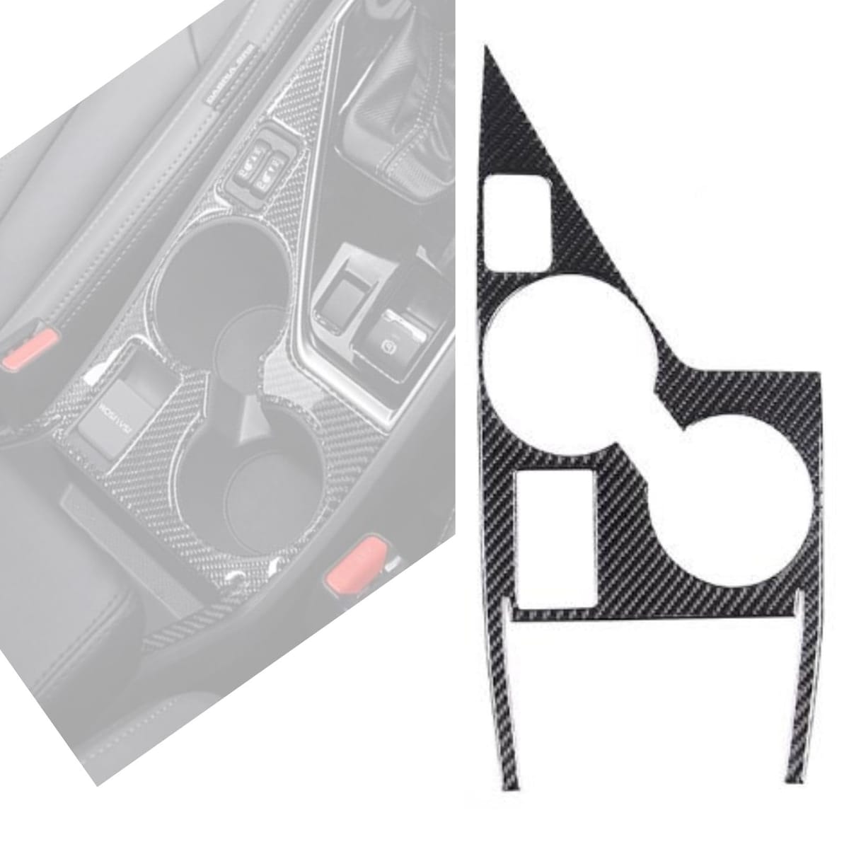 スバル クロストレック GU系 専用 カーボンファイバー セントラルコントロールカップホルダーステッカー ガーニッシュ ブラック RHD 社外品