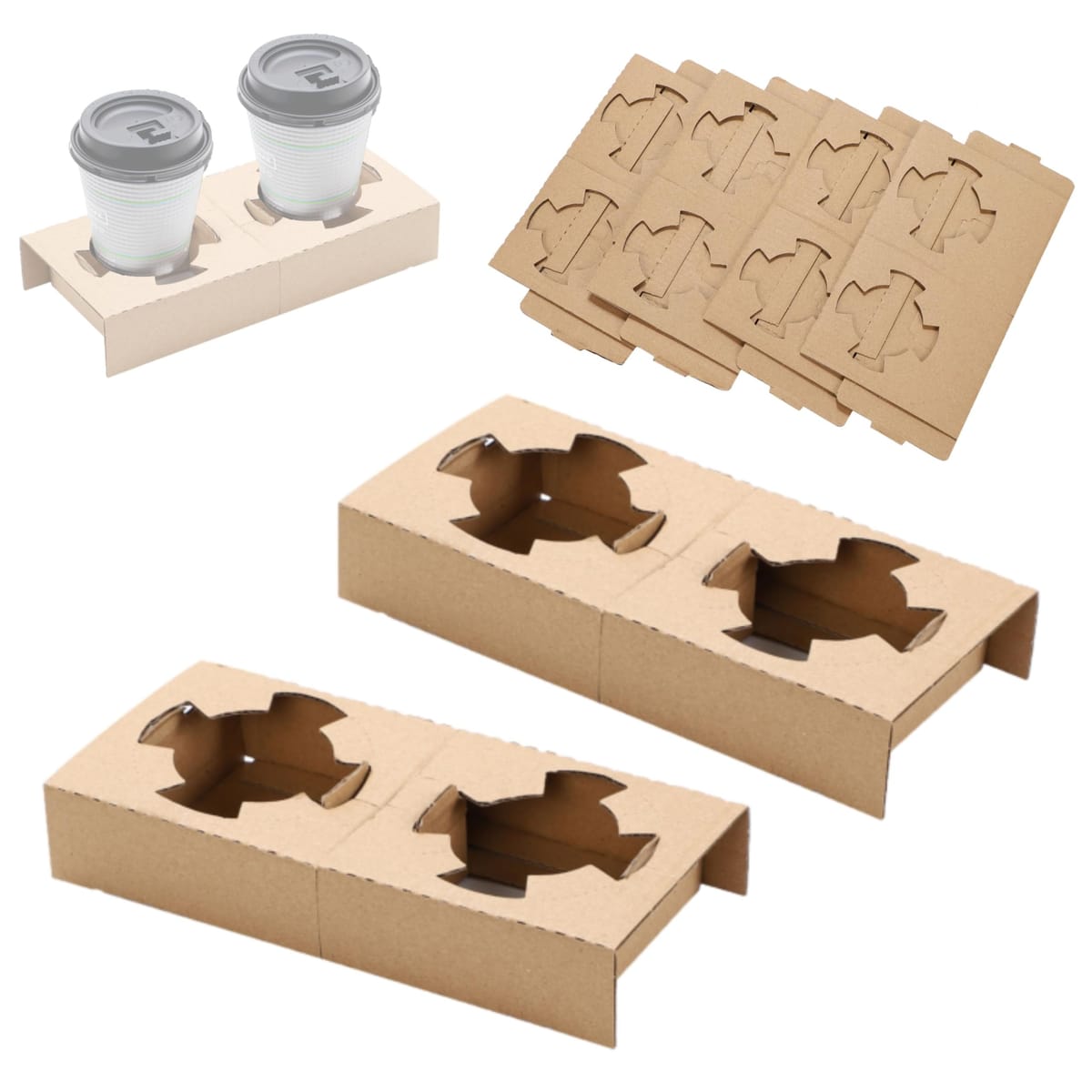 【本日限定！最大5%OFF対象】 Partools 紙製 ドリンクホルダー テイクアウト 2カップ用