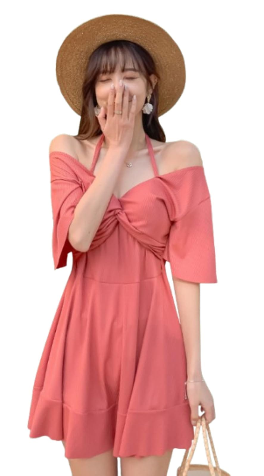 [3MDGHD] 水着 レディース ワンピース パッド 付き ワイヤー 入り 露出 控えめ Vネック 体型 カバー ワンピ 人気