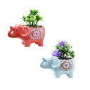 【お買い物マラソン限定!最大5%OFF対象】 植木鉢 象 サボテン鉢 多肉植物 プランター 陶器 鉢カバー 観葉植物 小型植物用 鉢 窓飾り 置物