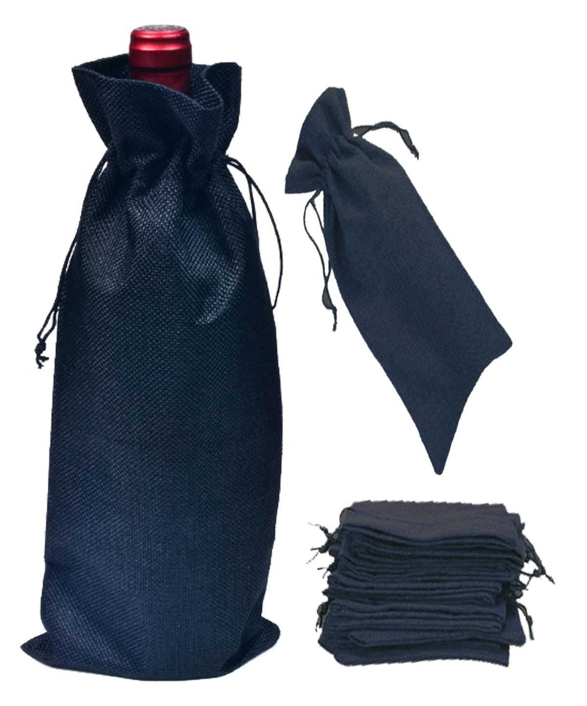 S.fields.inc ワイン袋 麻 10枚セット ワインボトルバッグ 巾着袋 包装袋 手提げ ラッピング袋 亜麻