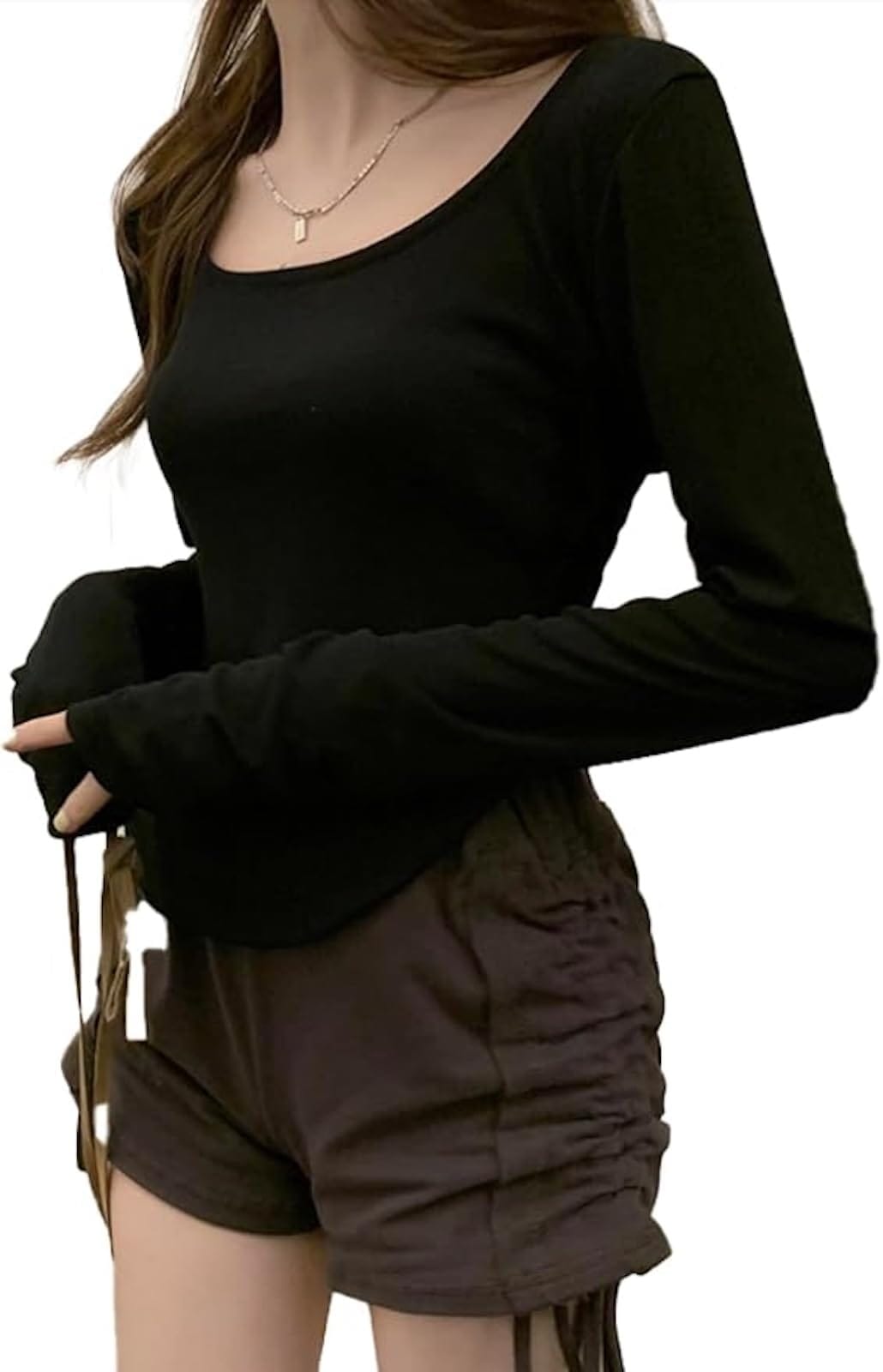 [WesRiva] カットソー 長袖 クルーネック 首元 広め レディース Tシャツ トップス 無地 カジュアル シンプル 韓国風 4カラー