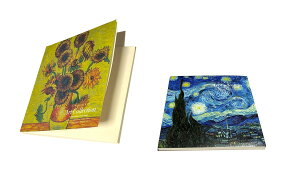スケッチブック 表紙 ゴッホ 絵画 名画 デッサン 正方形 20.3cm×20.3cm 80枚156ページ 2冊セット 向日葵+星月夜