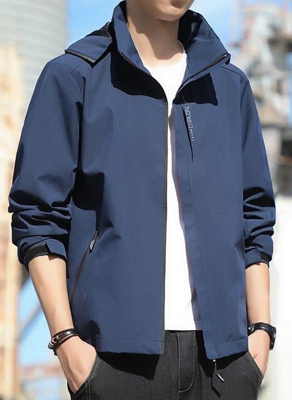 [aspersio] [アスペルシオ] お洒落 デザイン ベーシック フード付 フルジップ ウインドブレーカー メンズ