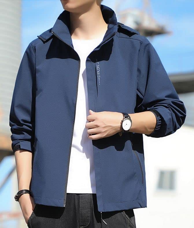 [aspersio] [アスペルシオ] お洒落 デザイン ベーシック フード付 フルジップ ウインドブレーカー メンズ