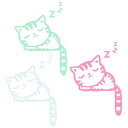 TK.Felly 蓄光ステッカー 暗闇で光る 眠る猫 インテリア 飾り 蓄光シール 蓄光 3色セット