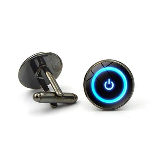 Power 電源ボタン パワー ボタン 発光 デザイン 袖 カフス ボタン セット カフスリンク スーツ Yシャツ 袖口 (Black) Power 電源ボタン パワー ボタン 発光 デザイン 袖 カフス ボタン セット カフスリンク スーツ Yシャツ 袖口 (Black)