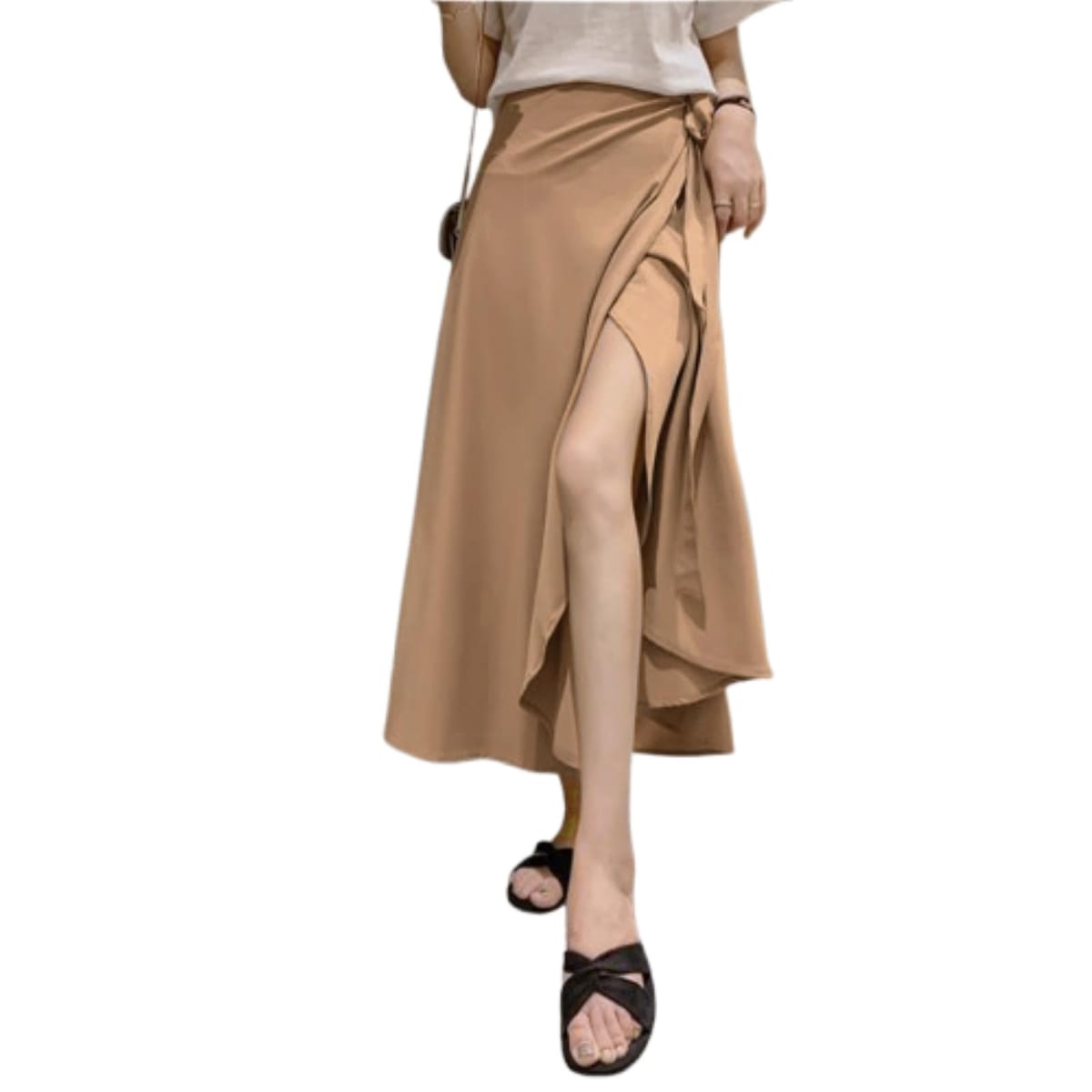 [3MDGHD] レディース ロング 巻き スカート ミモレ 丈 マキシ フレア 無地 シンプル 着回し かわいい おしゃれ 細見え