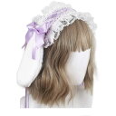 ヘッドドレス カチューシャ 髪飾り レディース コスプレ リボン コスプレ うさ耳 メイド服 うさぎ 耳 レース (パープル)