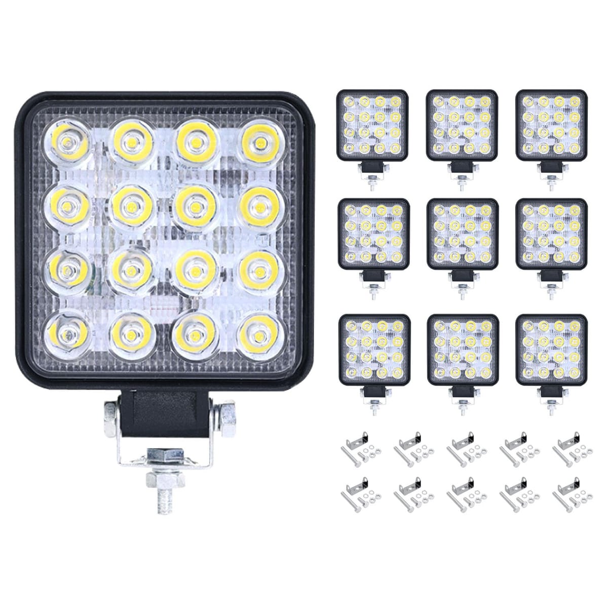 Optimister 作業灯 ワークライト 作業用ライト 16連 LED作業灯 12v-24v 48W 6000K 9600LM 防水防塵 防水 船 トラクター用 タイヤ灯 車外灯 自動車