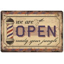 【お買い物マラソン限定!最大5%OFF対象】 理髪店 看板 ブリキ 壁掛け 装飾 バーバーショップ インテリア プレート ヴィンテージ風 30×40cm ブラック NYANDELMO(3)