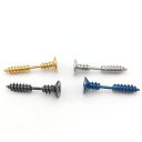 ピアス メンズ ネジ 釘 4点セット かっこいい お洒落 ネジ切りポスト 18G 存在感あり シルバー ゴールド ブラック ブルー 4種カラー