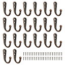 【お買い物マラソン限定!最大5%OFF対象】 壁掛けフック アンティークフック ウォールフック 10個セット ネジ付き 高耐荷重 壁掛け収納 荷物掛け NYANDELMO