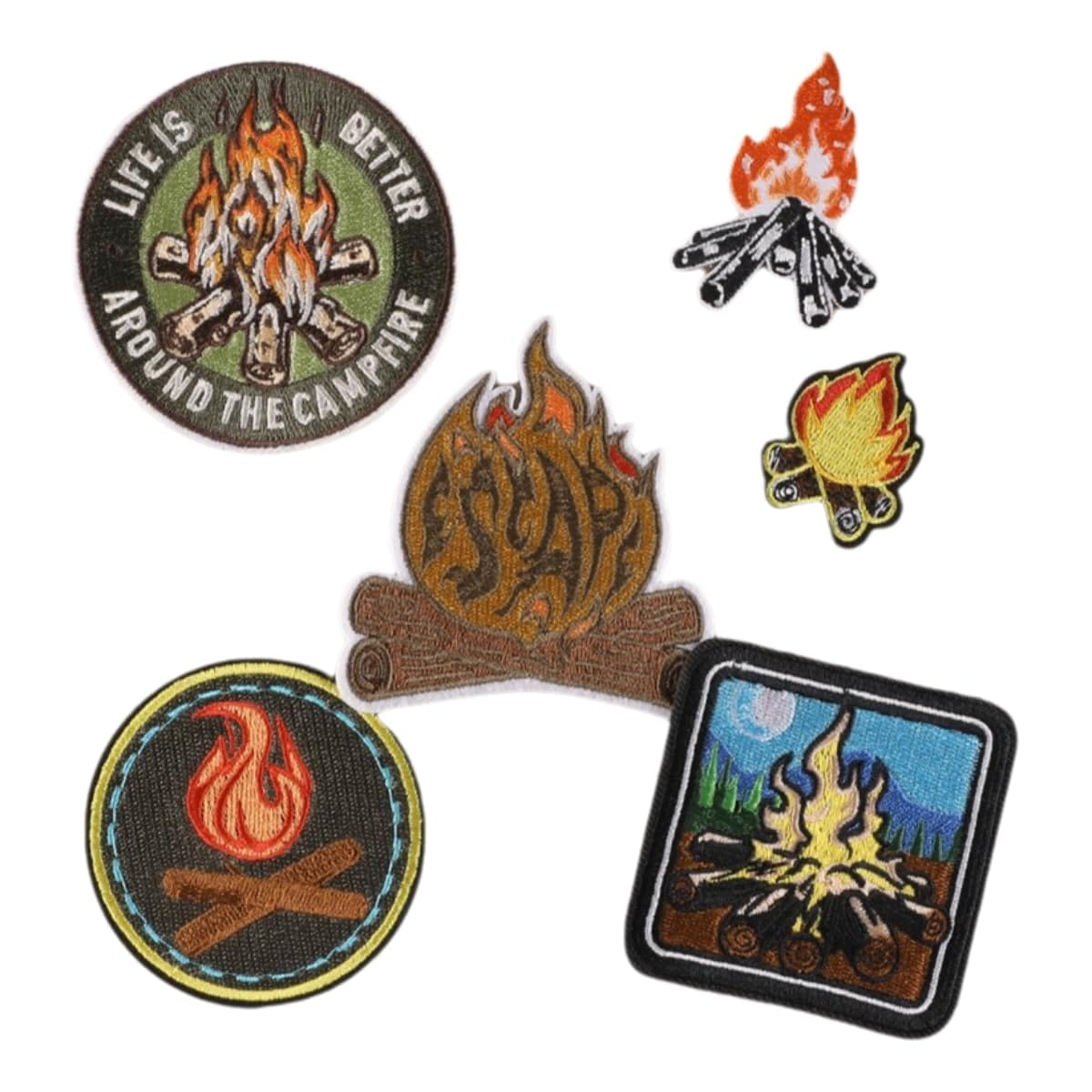 KAZARI日和 ワッペン 6枚セット アイロン アップリケ アウトドア キャンプ おしゃれ 大人 刺繍 衣類飾り DIY 手芸 男女兼用