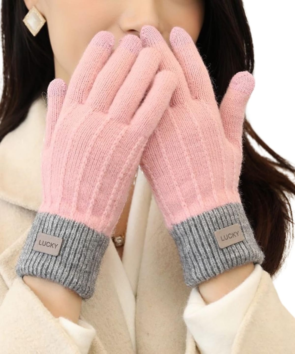 [Elixio] エリクシオ 手袋 あったか 暖かい レディース カジュアル てぶくろ ニット グローブ スマホ対応 裏起毛 防寒 防風 保温 柔らかい 伸縮性 可愛い 通勤 通学 自転車 バイク 冬 おしゃれ