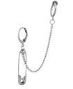 ピアス&イヤリング 2穴 韓国ファッション メンズ レディース ロングチェーン アクセサリー 片耳用 オルチャン 安全ピンモチーフ チェーン 人気デザイン 耳た...