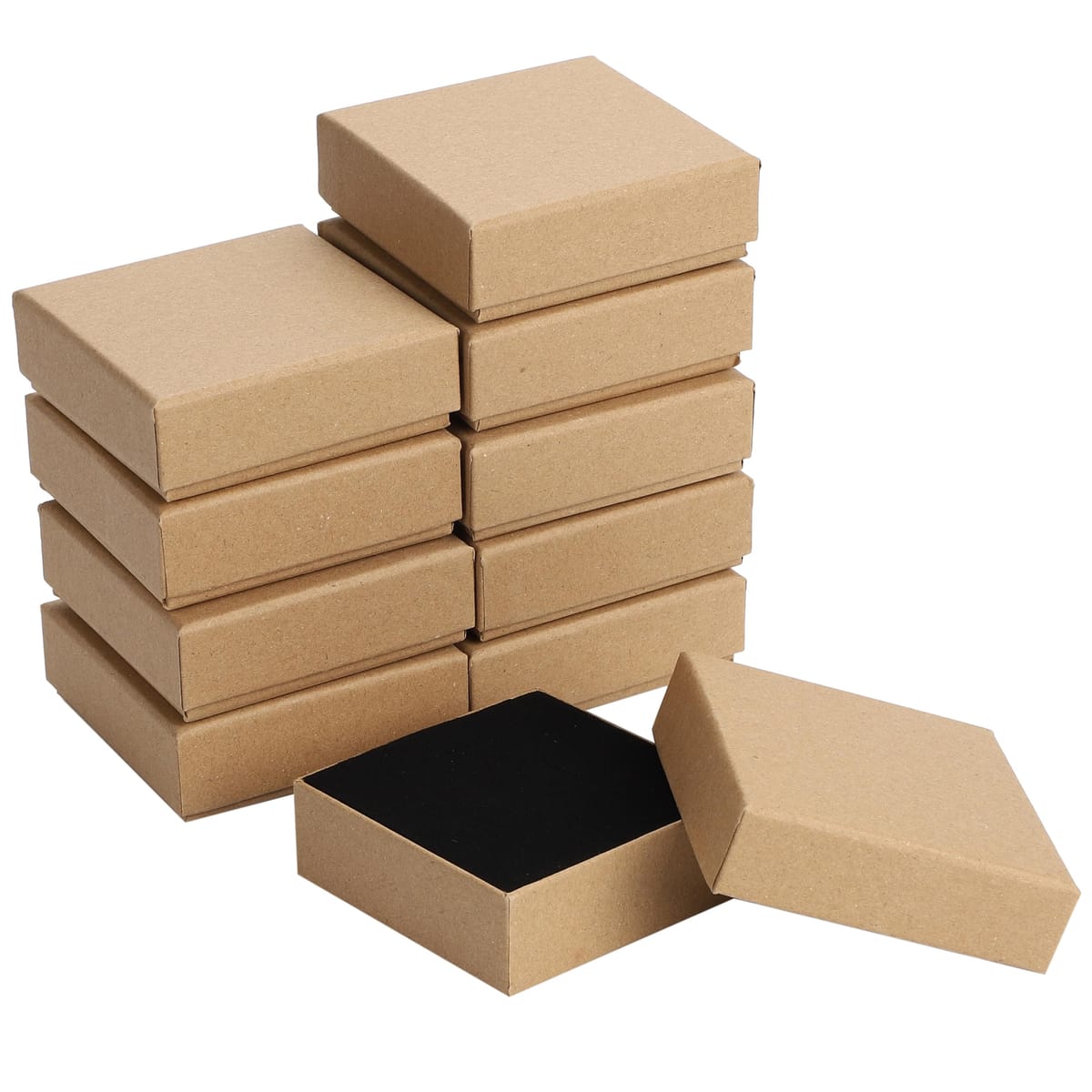 【お買い物マラソン限定！最大5%OFF対象】 Crystal craft ギフトボックス アクセサリー用 指輪収納 クッション付き 正方形 小箱 クラフト紙 プレゼント ラッピング 10個セット 5x5x3cm