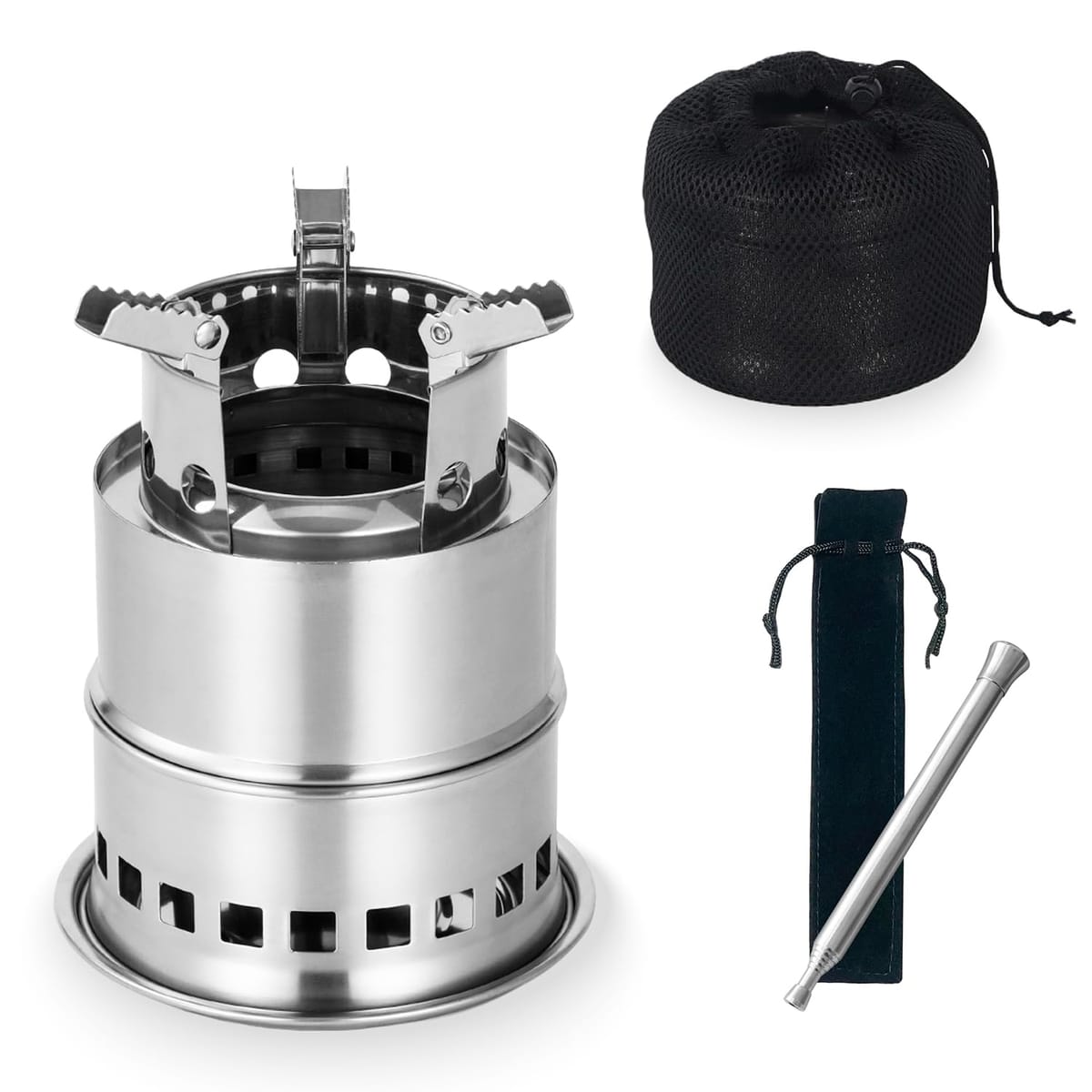 【お買い物マラソン限定！最大5%OFF対象】 [Vivrella] ソロストーブ ウッドストーブ ソロキャンプ キャンプギア 火吹き棒 二次燃焼 五徳 コンパクト 焚き火台 火起こし棒 受け皿 収納袋