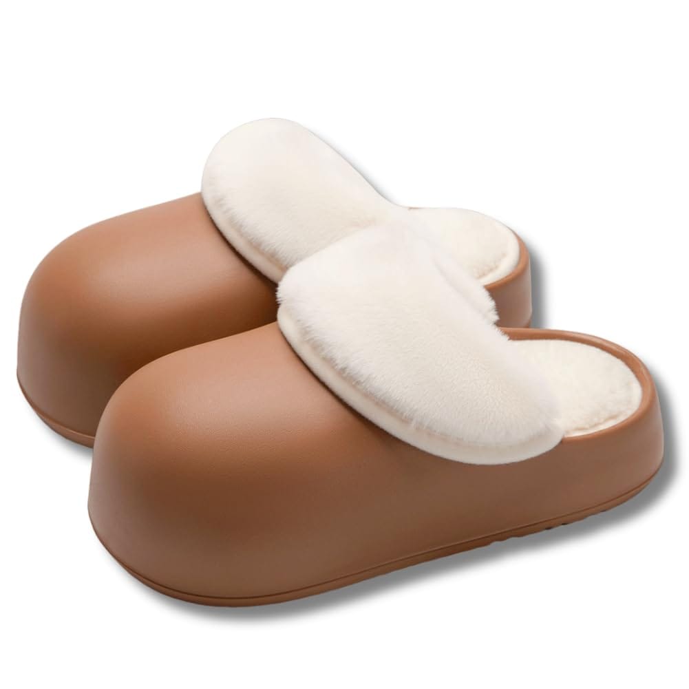 [ALVEIN] スリッパ 洗える ルームシューズ もこもこ 厚底 裏ボア 起毛 あったか 保温 防水 EVA