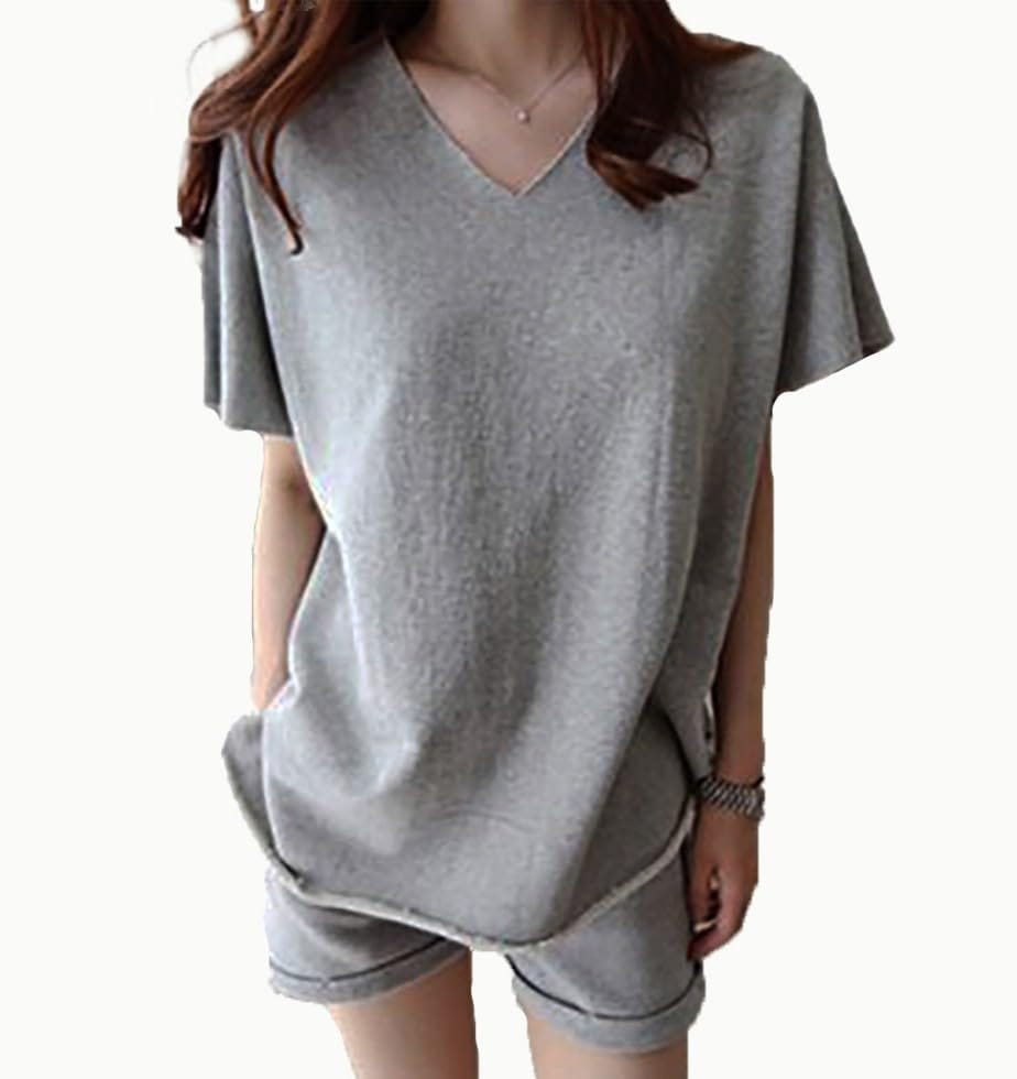 【お買い物マラソン限定！最大5%OFF対象】 [ALL DAY Shining] セットアップ ルームウェア 半袖 tシャツ vネック 短パン ショートパンツ..
