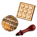 シーリングスタンプ ワッフル 2個セット 木製ハンドル付き シーリングワックス 封蝋 焼き菓子 スタンプ プレゼント ギフト 封筒 手紙(3)