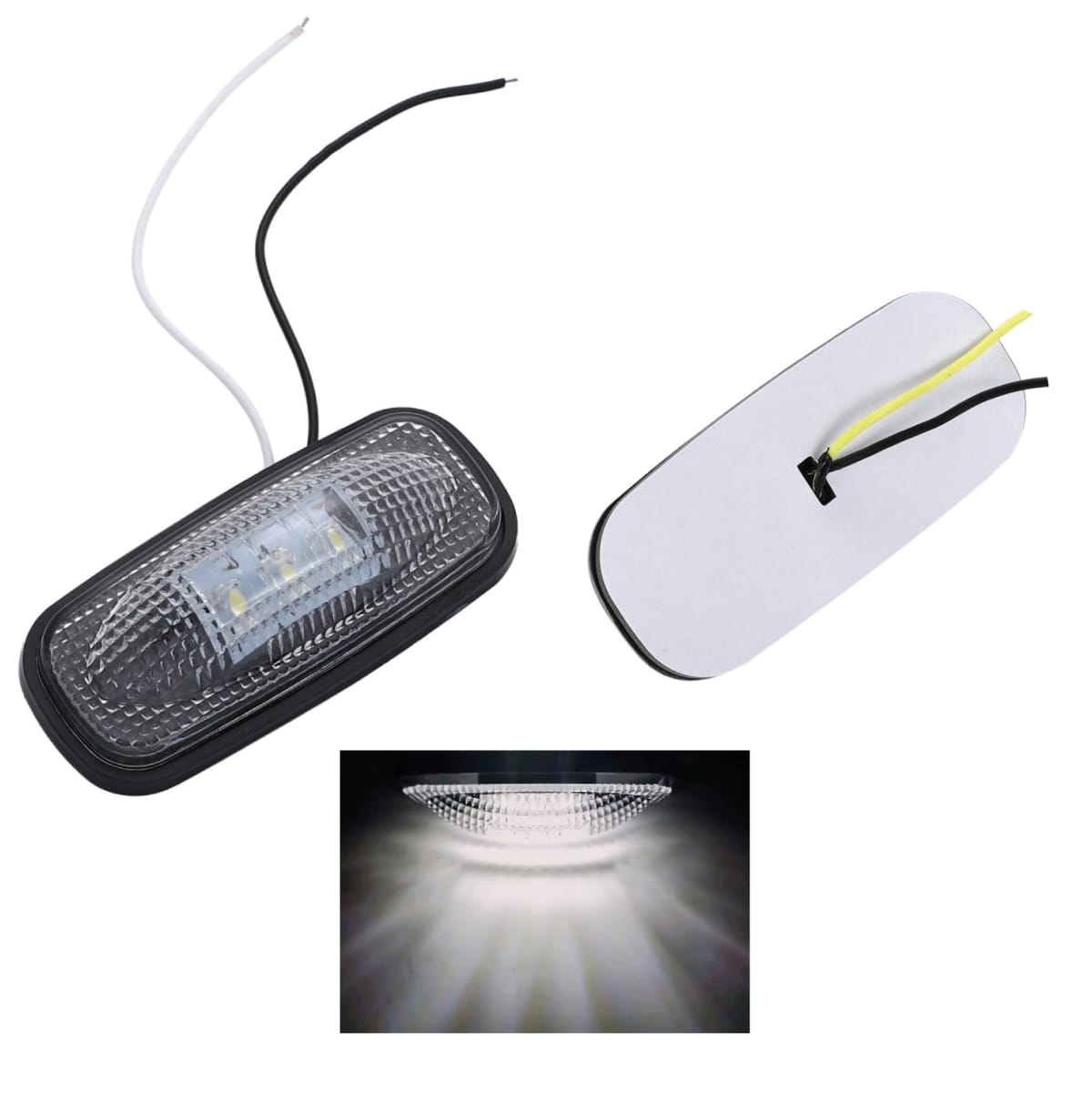 【お買い物マラソン限定！最大5%OFF対象】 汎用 6色 LED サイドマーカー テープ固定式 防水 車幅 表示 グリルマーカー トラックマーカー コーナーランプ 12V/24V 自動車 バイク トラック トレーラー 船舶 等様々 安全対策 ライト 装飾 カスタマイズ 2個セット (ホワイト)